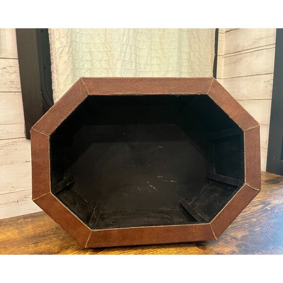 Studded Octagon Faux Leather Storage Box With Lid - Vintage-Inspired Decorative - Picture 8 of 16